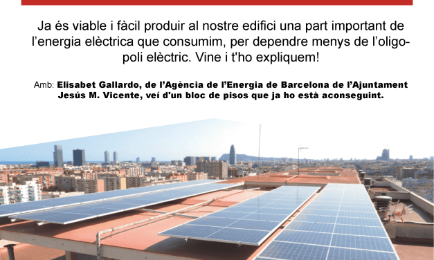 Acte informatiu: Energia solar per l’autoconsum a blocs de pisos. Ara, més fàcil