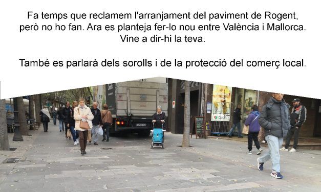 PARLEM DEL CARRER ROGENT: arranjament del paviment (o un de nou?), sorolls, compliment de normatives, pla d’usos, … i del que tu proposis