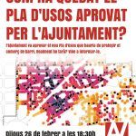 Com ha quedat el Pla d’Usos aprovat per l’Ajuntament? REUNIÓ INFORMATIVA. 26 FEBRER